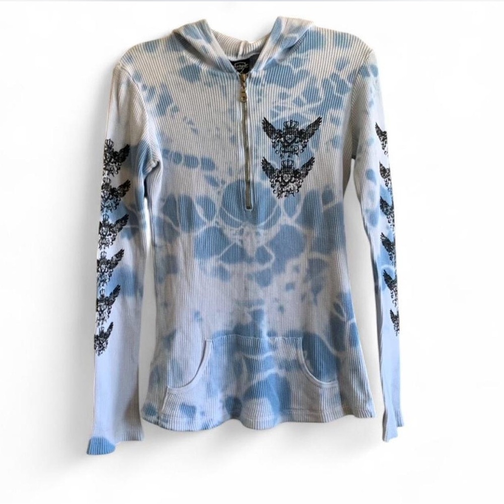 Y2K Sledge Light Blue Waffle Knit Top Grunge Size Medium